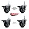 Service Caster 35 Inch Black Polyurethane 38 Inch Threaded Stem Caster Set with Brake SCC-TS20S3514-PPUB-BLK-PLB-381615-4 - alternate 4